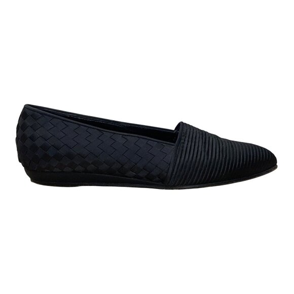 Bottega Veneta Womens Black “Intrecciato” Woven Textile Slip-On Flats Size 6 - Picture 1 of 8